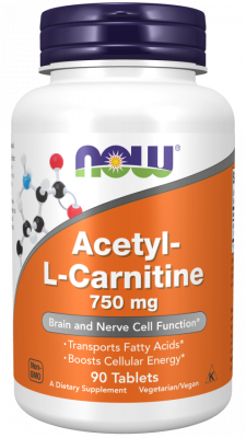 NOW Acetyl L-Carnitine 750 mg 90 таб